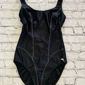 Anita Classix One Piece Swimsuit Size 8 Black White Stitching C Cup Vintage Look